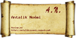 Antalik Noémi névjegykártya